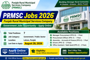 PRMSC Jobs 2026 Punjab Rural Municipal Services Company Lahore