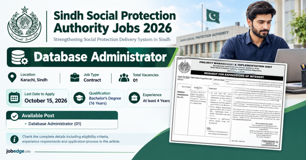 Sindh Social Protection Authority Jobs 2026