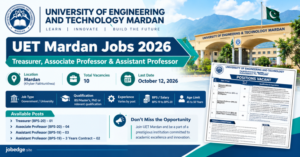 UET Mardan Jobs 2026